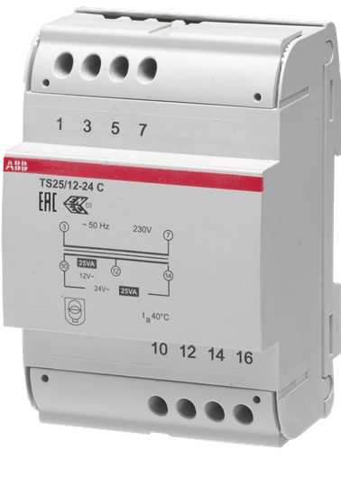 2CSM251043R0811 - TS25/12-24 C transformatorius 25VA 230-12V, 24V AC