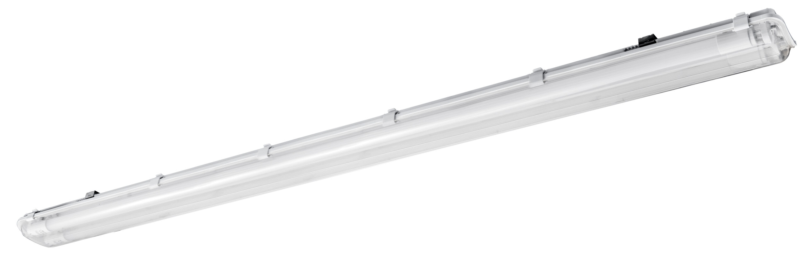 HAGEN LED 2x120cm IP65 PC/PC for LED tubes 1-side powered, white body šviestuvo korpusas 5 metų garantija
