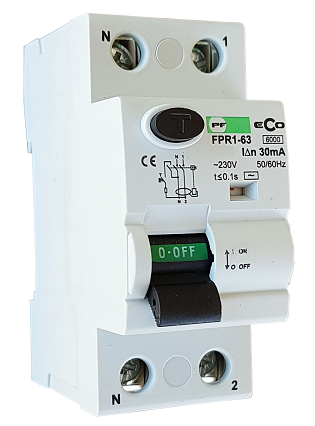 FPR1 - 63 2P 40A 0.03 A ECO srovės nuotekio relė