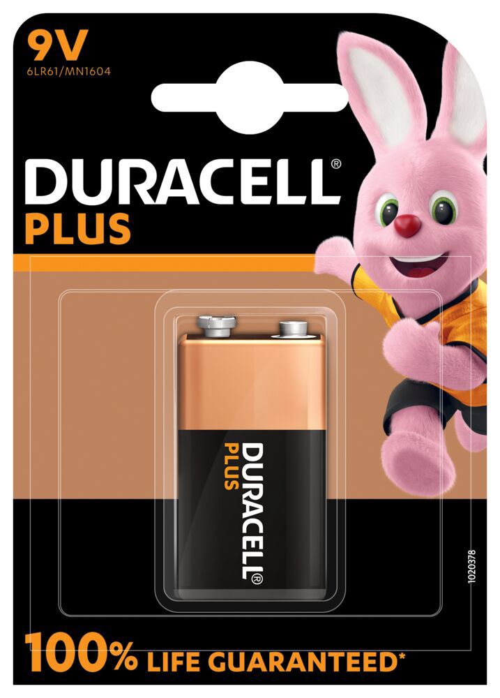 Šarminė baterija 6LR61 (1604, 6F22, 522) 9V Duracell Plus Power