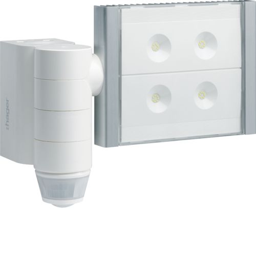 EE600 LED 60W 3400Lm 220/360° IP55 baltas prožektorius su judesio davikliu HAGER