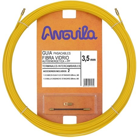 EA30350015 Stiklo pluošto kabelio įtraukėjas 3,5mm 15m geltonas, dengtas polipropilenu