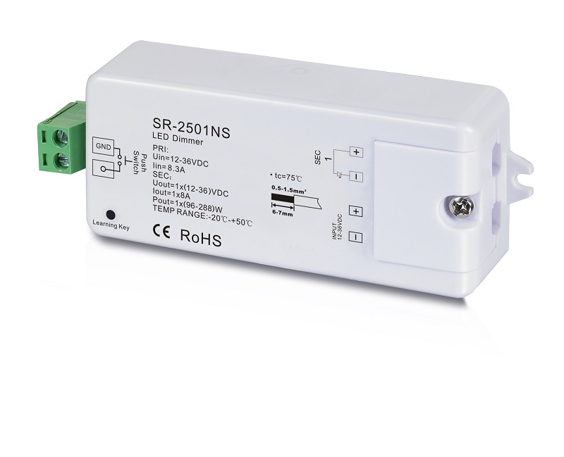 SR-2501NS LED juostų valdymo sistemos imtuvas 12-36V 1X8A vienos spalvos Easy-RF serija,Sunricher