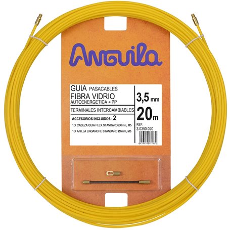 EA30350020 Stiklo pluošto kabelio įtraukėjas 3,5mm 20m geltonas, dengtas polipropilenu