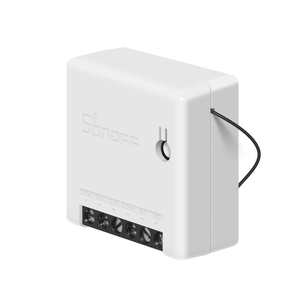 Išmanusis jungiklis SONOFF MINIR2, 2200W, 230VAC, valdomas programėle, Wi-Fi, galimybė valdyti balsu, DIY režimas