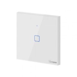 Išmanusis liečiamas sieninis jungiklis SONOFF T0EU1C-TX, 1 kanalo, 480W, 230VAC, valdomas liečiamu mygtuku, programėle, Wi-Fi, galimybė valdyti balsu