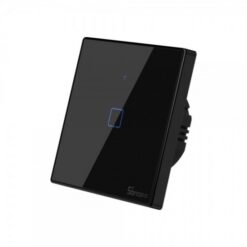 Išmanusis liečiamas sieninis jungiklis SONOFF T3EU1C-TX, 1 kanalo, 480W, 230VAC, valdomas liečiamu mygtuku, programėle, Wi-Fi, galimybė valdyti balsu ir SONOFF pulteliu (SONOFF pultelis į komplektaciją neįeina)