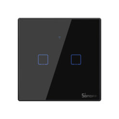 Išmanusis liečiamas sieninis jungiklis SONOFF T3EU2C-TX, 2 kanalų, 480W/kanalui, 960W/viso, 230VAC, valdomas liečiamu mygtuku, programėle, Wi-Fi, galimybė valdyti balsu ir SONOFF pulteliu (SONOFF pultelis į komplektaciją neįeina)