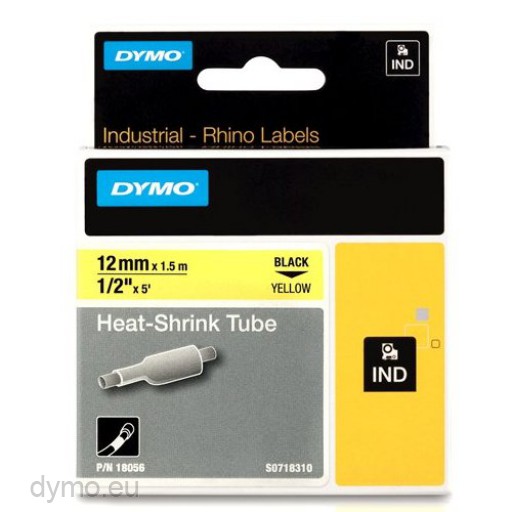18056 Dymo Rhino termo vamzdelis 12mm/1,5m juodas ant geltonos