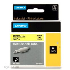 18058 Dymo Rhino termo vamzdelis 19mm/1,5m juodas ant geltonos