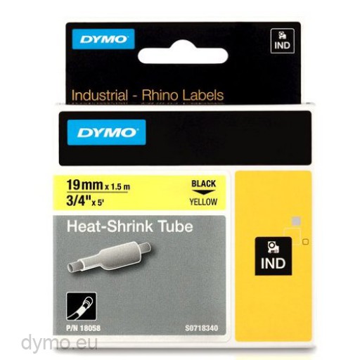 18058 Dymo Rhino termo vamzdelis 19mm/1,5m juodas ant geltonos
