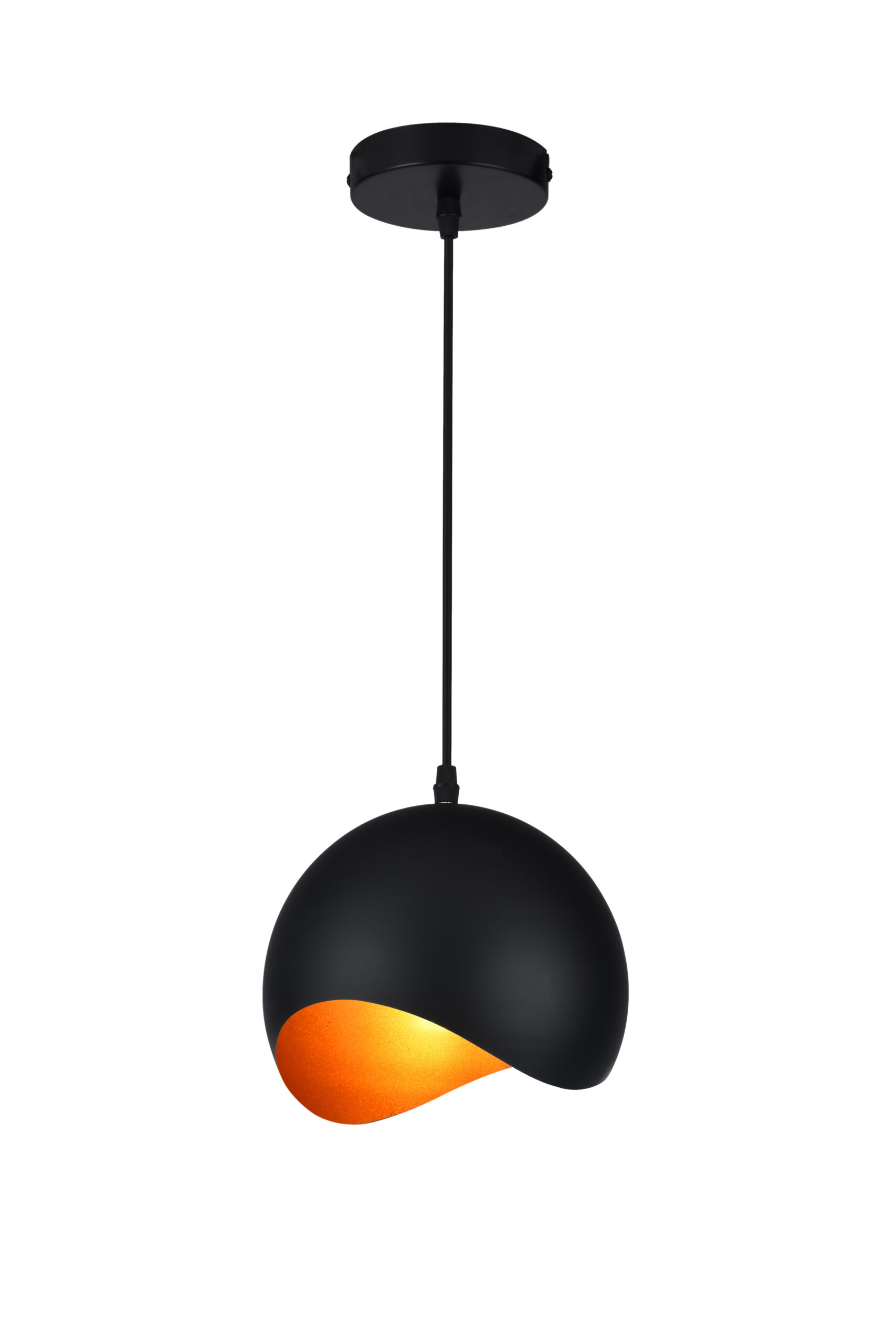 GTV-1853 MAVIA 1*E27 IP20 Ø 20 cm pakabinamas juodas/auksinis šviestuvas