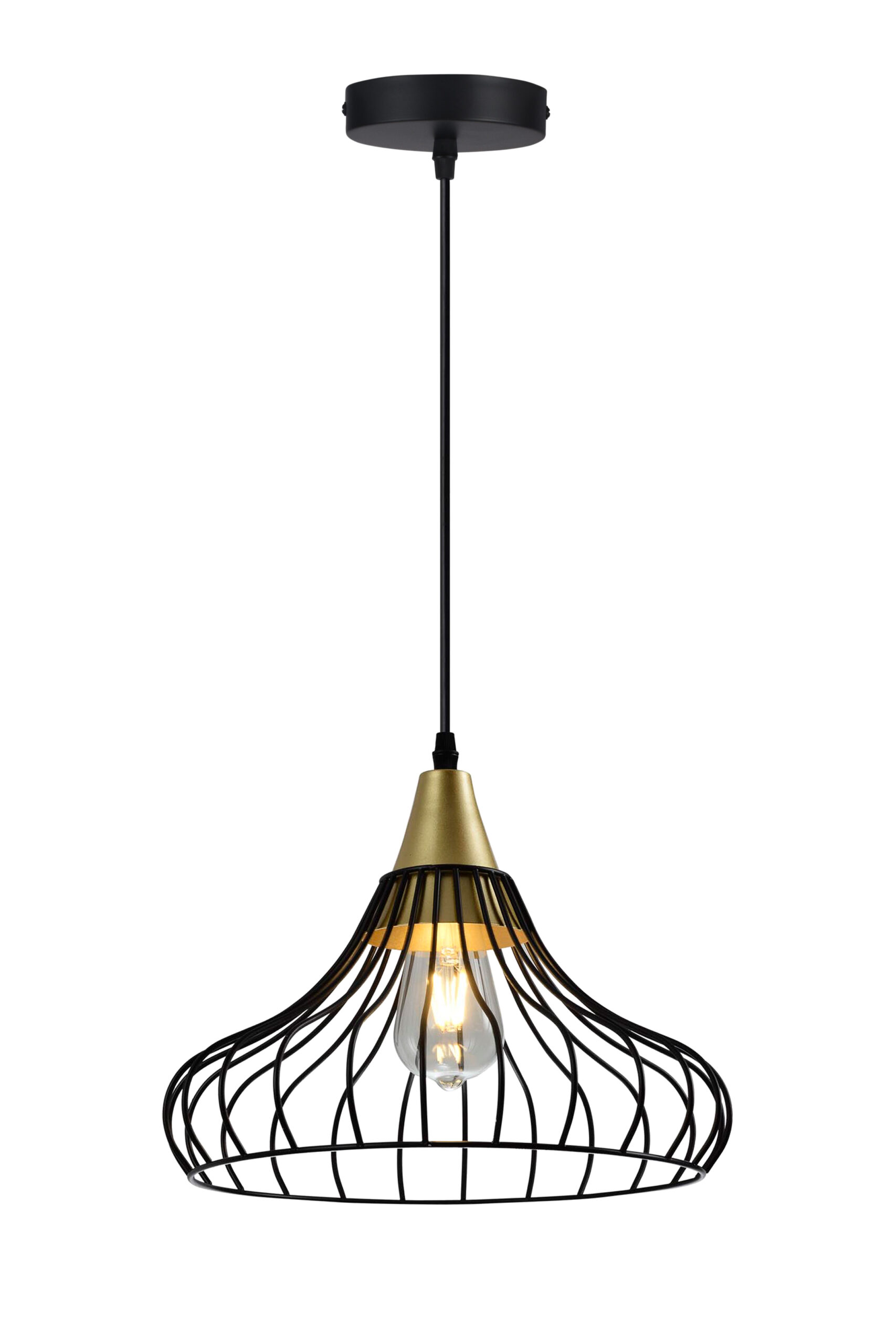 GTV-2622 LOTTE 1*E27 IP20 Ø 33 cm pakabinamas juodas/auksinis šviestuvas