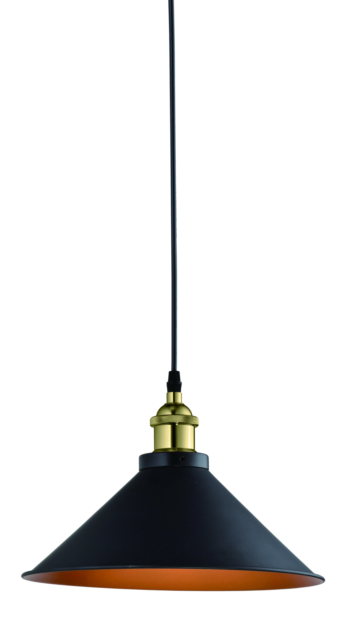 GTV-4076 MANI 2 1*E27 IP20 Ø 30 cm pakabinamas juodas/auksinis šviestuvas