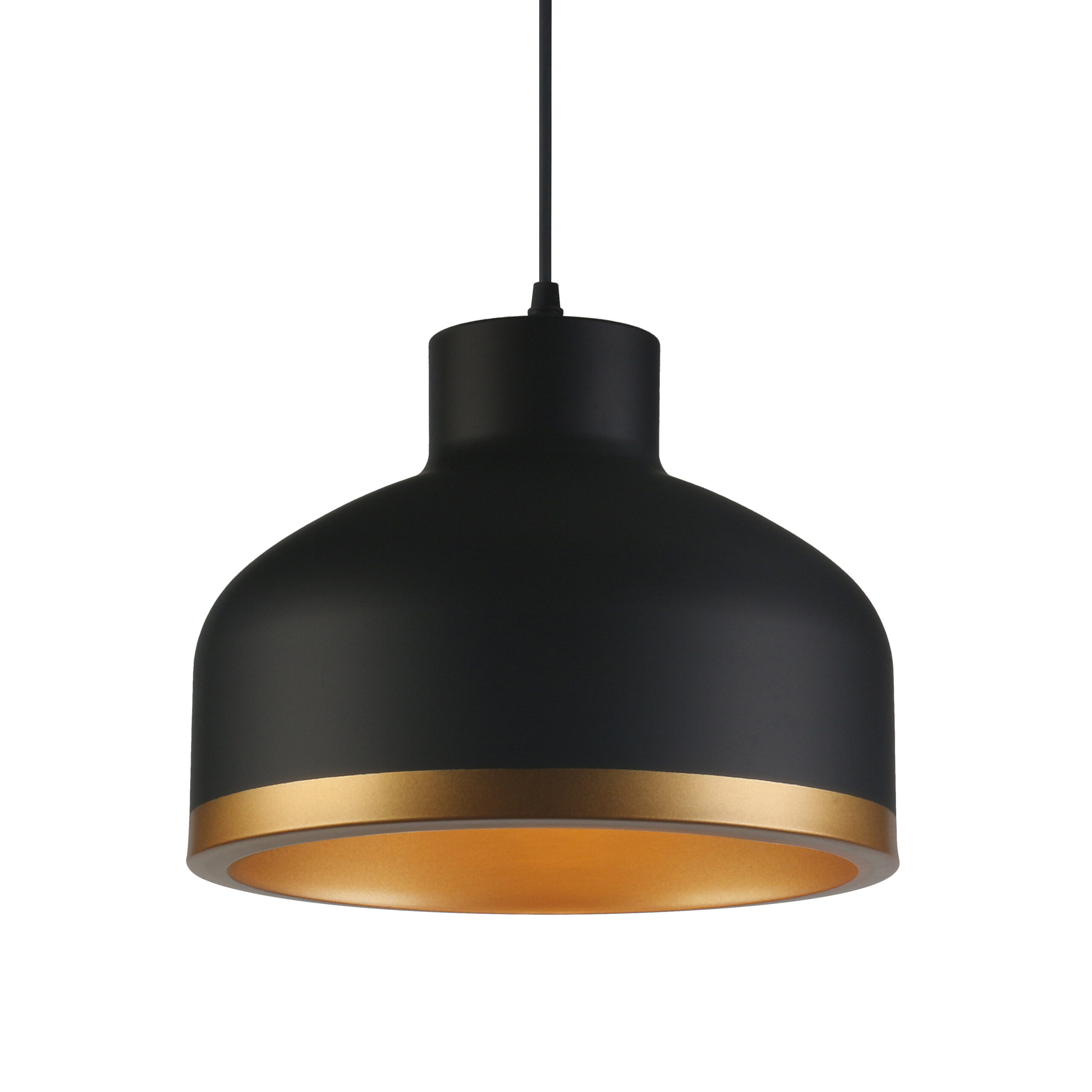 GTV-4090 GOLDI 1 1*E27 IP20 Ø 30 cm pakabinamas juodas/auksinis šviestuvas