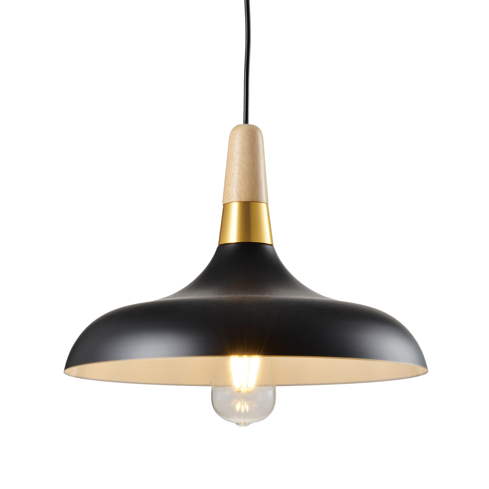 GTV-7382 SKANDI 2 1*E27 IP20 Ø 35 cm pakabinamas juodas šviestuvas