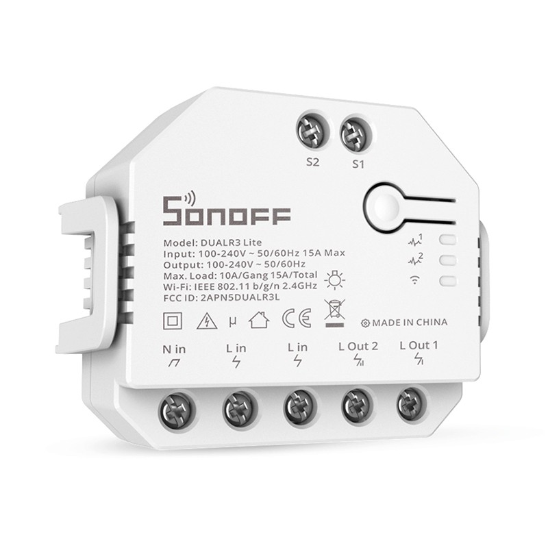 SONOFF DUAL R3 LITE Išmanusis 2 kanalų jungiklis su apšvietimo ir variklio valdymo režimais