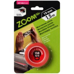 02-5-3-203 ZOOM Mega Strong 19/1.5 Dvipusė lipni juosta lauko darbams 19mm pločio, 1.5m ilgio