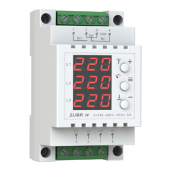 3F Įtampos kontrolės relė 3F 3NO 5A jungiama per kontaktorių, apatinė 120-210V, viršutinė 220-280V