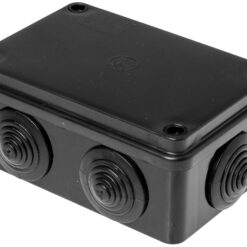S-BOX106C Hermetinė instaliacinė dėžutė virštinkinė 100x100x50mm IP65, juoda, UV atspari