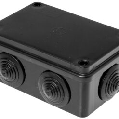 S-BOX206C Hermetinė instaliacinė dėžutė virštinkinė 120x80x50mm IP65, juoda, UV atspari