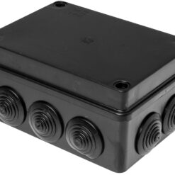 S-BOX306C Hermetinė instaliacinė dėžutė virštinkinė 150x110x70mm IP65, juoda, UV atspari