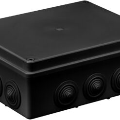 S-BOX506C Hermetinė instaliacinė dėžutė virštinkinė 240x190x90mm IP65, juoda, UV atspari