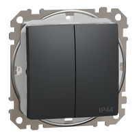 SDD214105 2 klavišų jungiklis be rėmelio, IP44, antracitas, Sedna Design