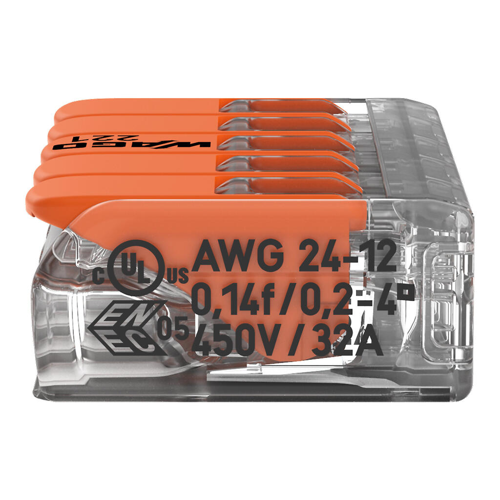 221-415 Universali laidų jungtis 5x0.08-4mm2 32A (25vnt.) WAGO - Image 6