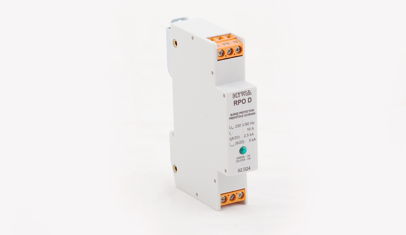 92.024 RPO D 230Vac viršįtampių ribotuvas 2polis (L+N) III (D) klasė 2,5kA 1,2/1,5kV