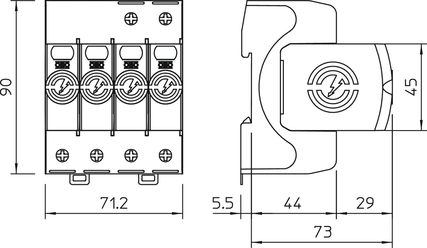 5095164 V20-4-280 Viršįtampių ribotuvas 4P II (C) klasė - Image 2