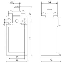 Alternative view of Galinės padėties jungiklis  FLS 15M11P IP-65 NO+NC plastikas