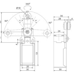 Alternative view of Galinės padėties jungiklis  FLS 15M31P IP-65 NO+NC plastikas