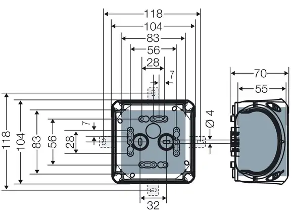 DK 0400 B Dėžutė 104x104x70mm IP66, juoda - Image 3