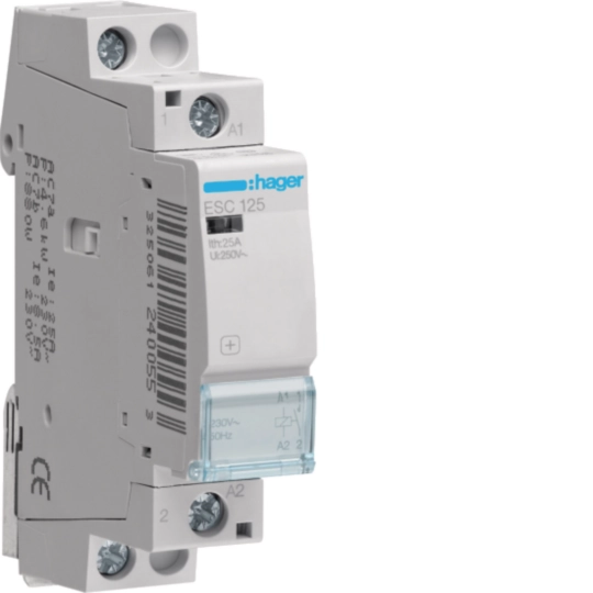 ESC125 kontaktorius 1polis 25A 250V 1NA ritė 230V AC