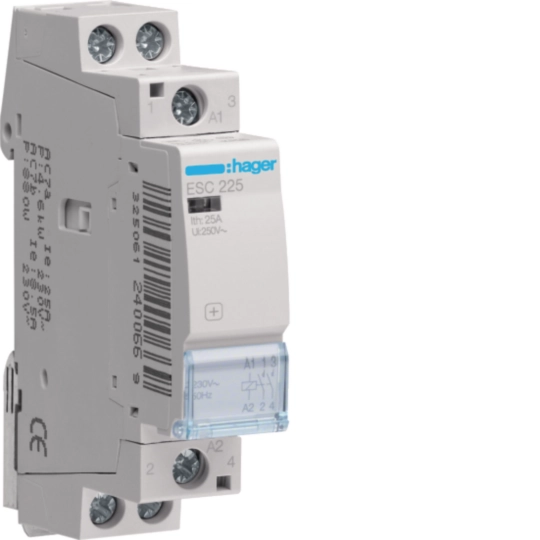 ESC225 kontaktorius 2polis 25A 400V 2NA ritė 230V AC
