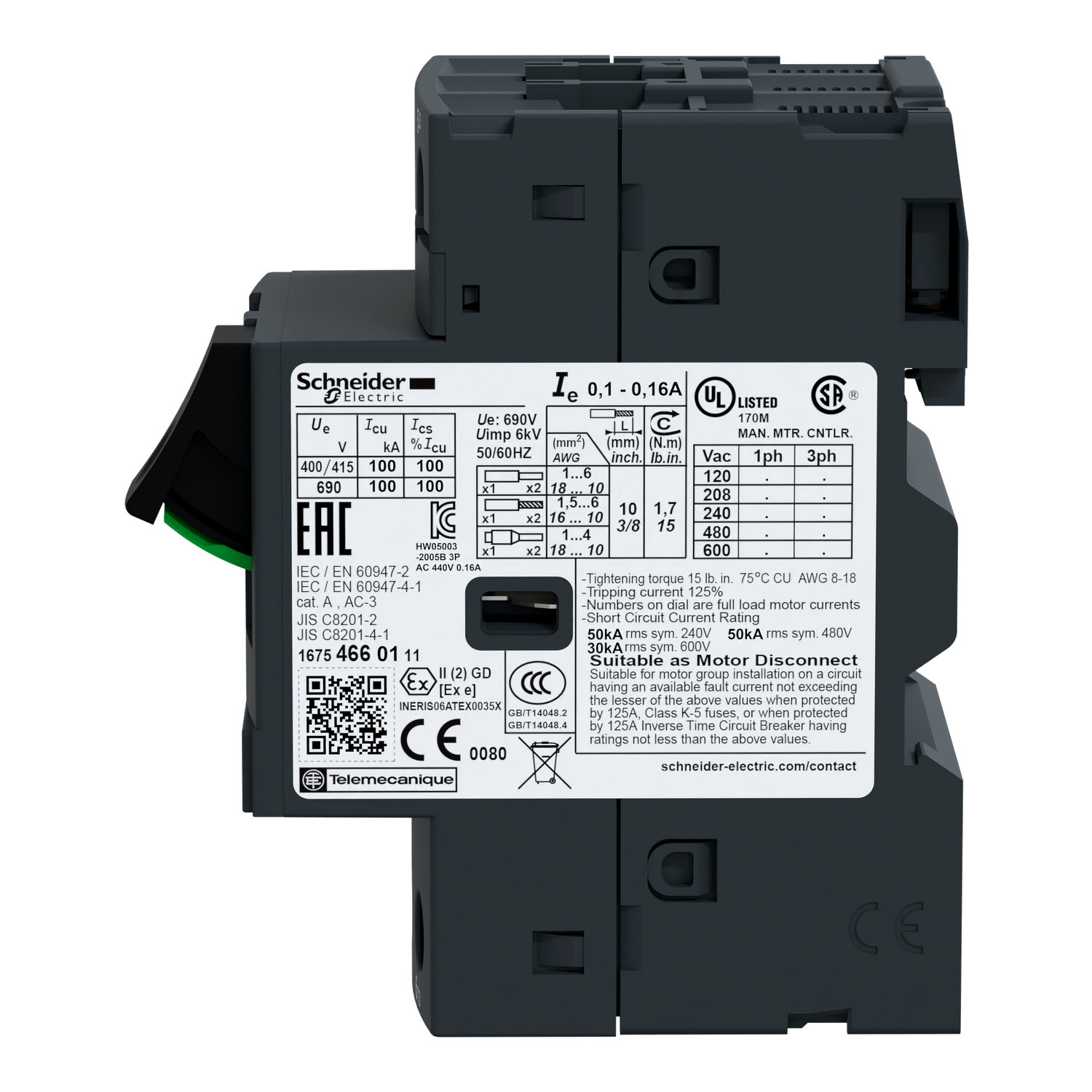 GV2-ME04 variklio automatinis jungiklis 0.4-0.63A 0.12-0.18kW - Image 10