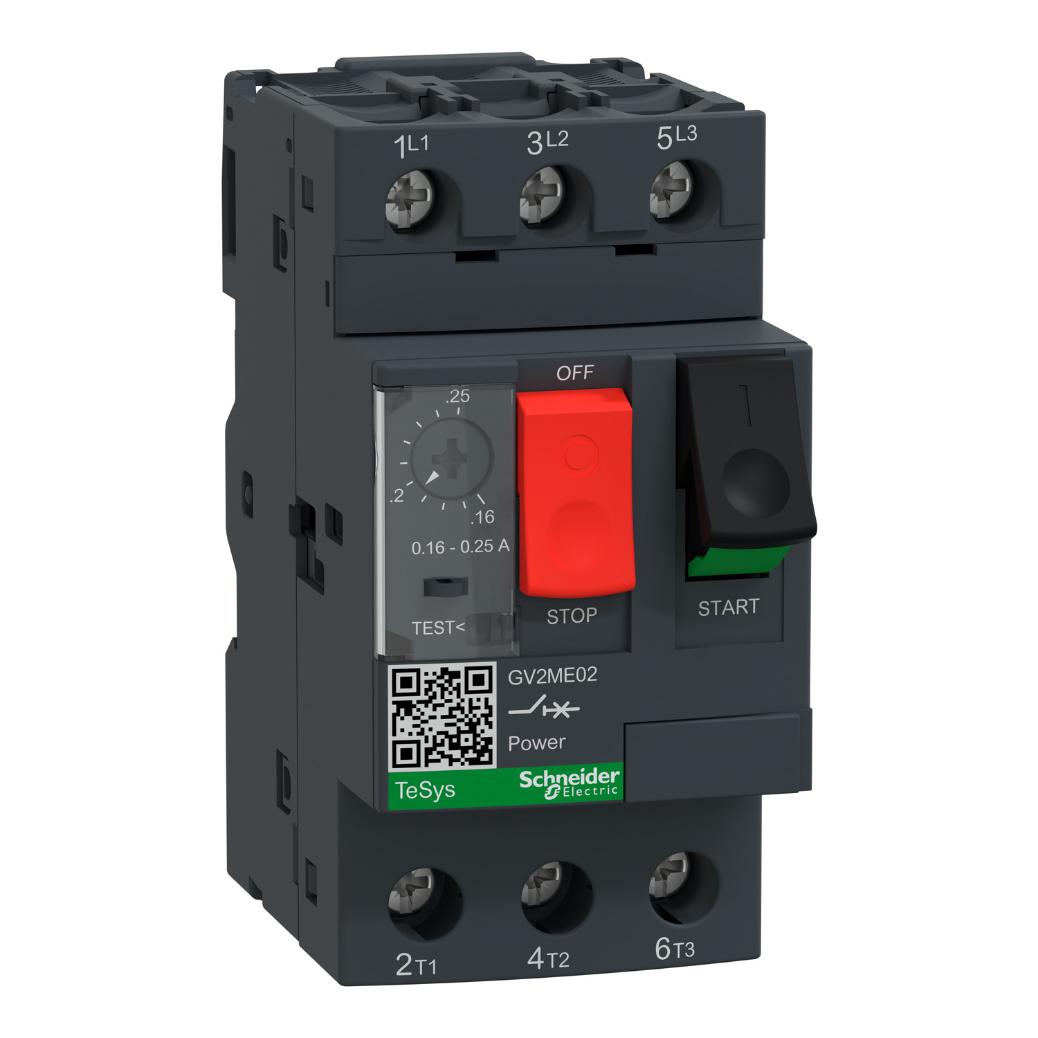 GV2-ME02 variklio automatinis jungiklis 0.16-0.25A 0.06kW