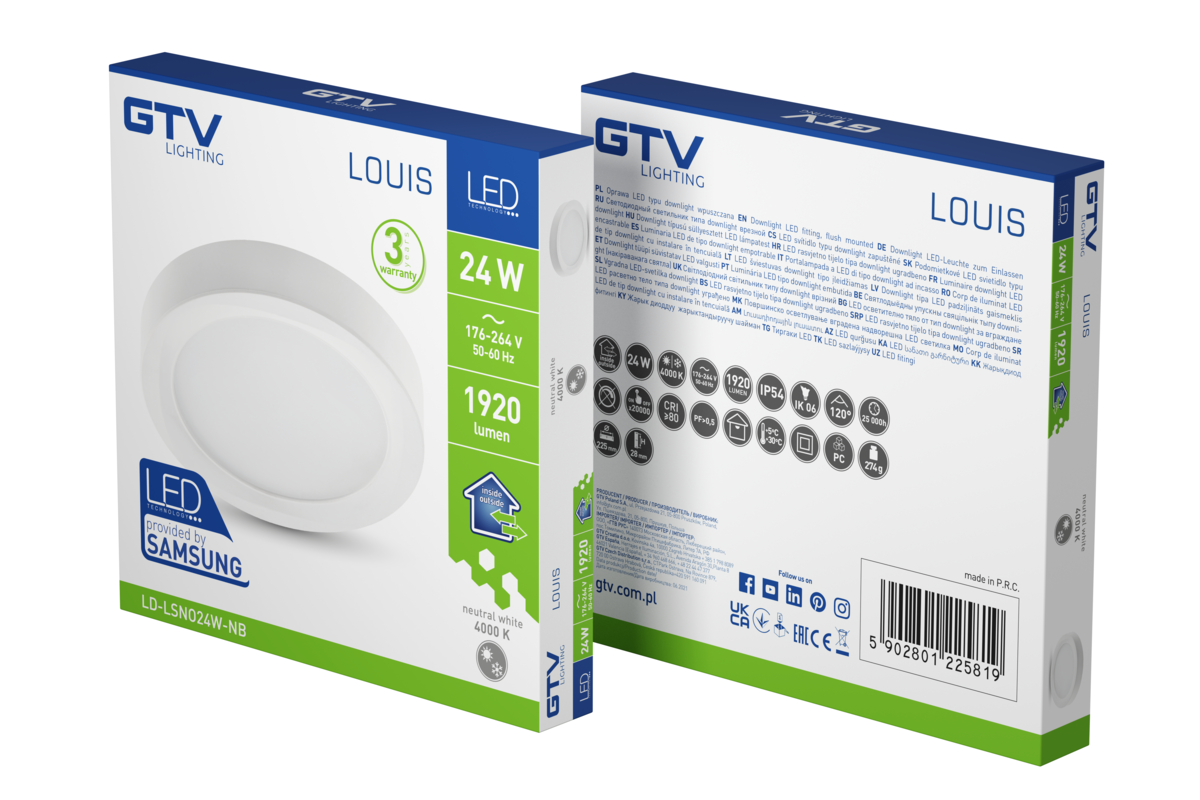 LOUIS 24W 4000K 1920lm IP54 120* p/t 3 metų garantija 225*24 - Image 3