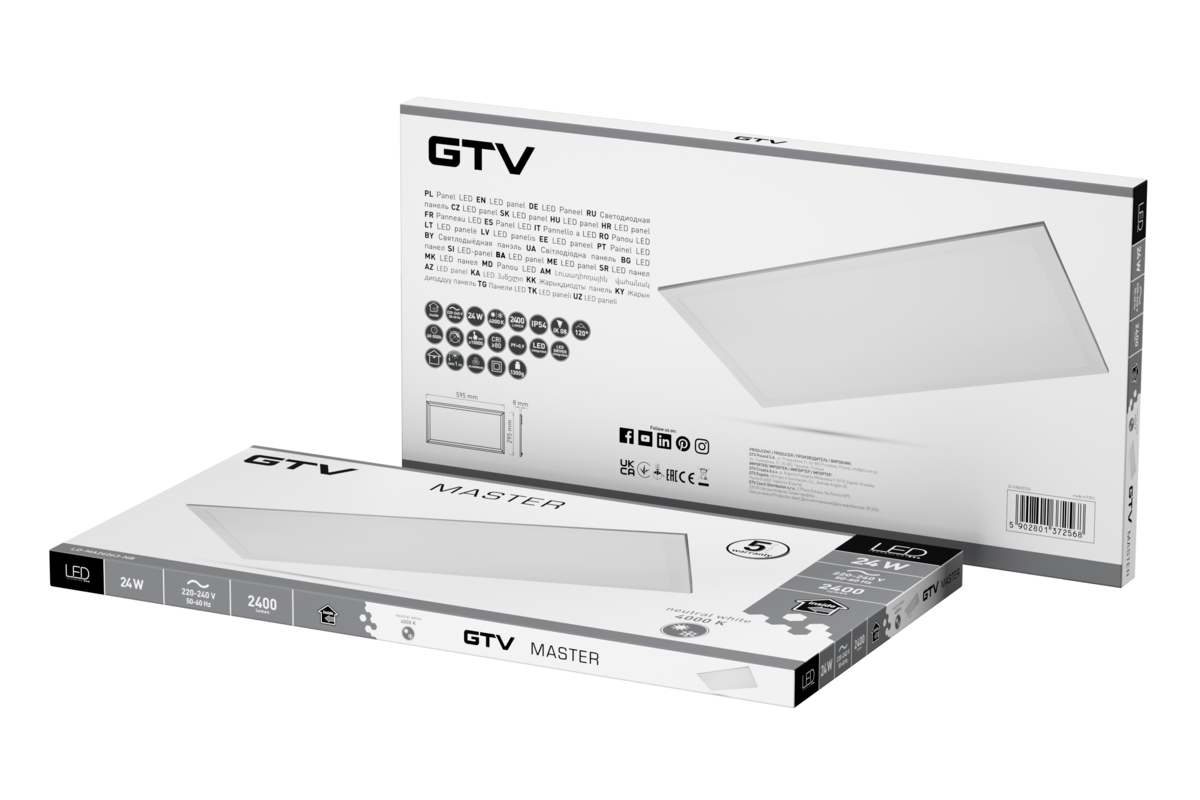 MASTER 24W 1800Lm 4000K LED panel 60x30cm šviestuvas IP54 garantija 5 metai - Image 2