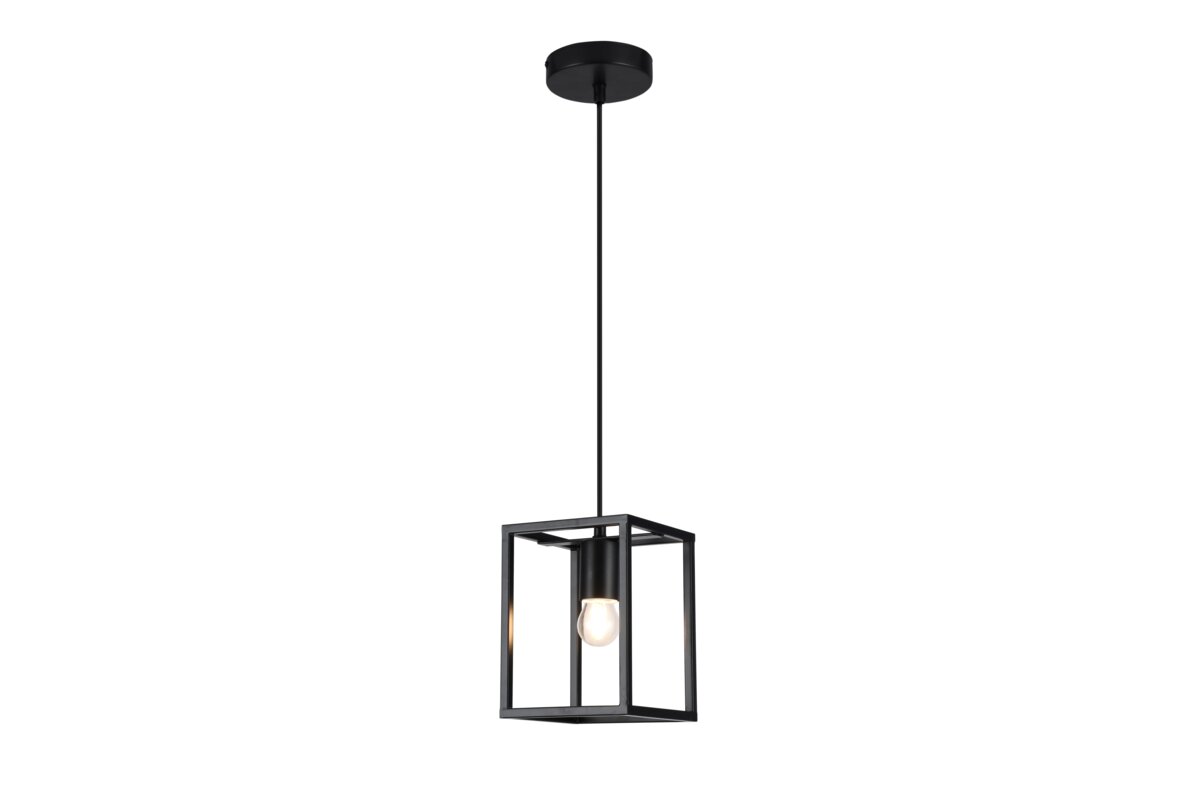 GTV-3598 DIU 1*E27 IP20 15x15x20 cm pakabinamas juodas šviestuvas