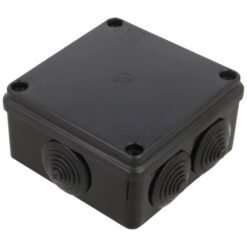 S-BOX106C Hermetinė instaliacinė dėžutė virštinkinė 100x100x50mm IP65, juoda, UV atspari
