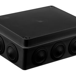 S-BOX406C Hermetinė instaliacinė dėžutė virštinkinė 190x140x70mm IP65, juoda, UV atspari