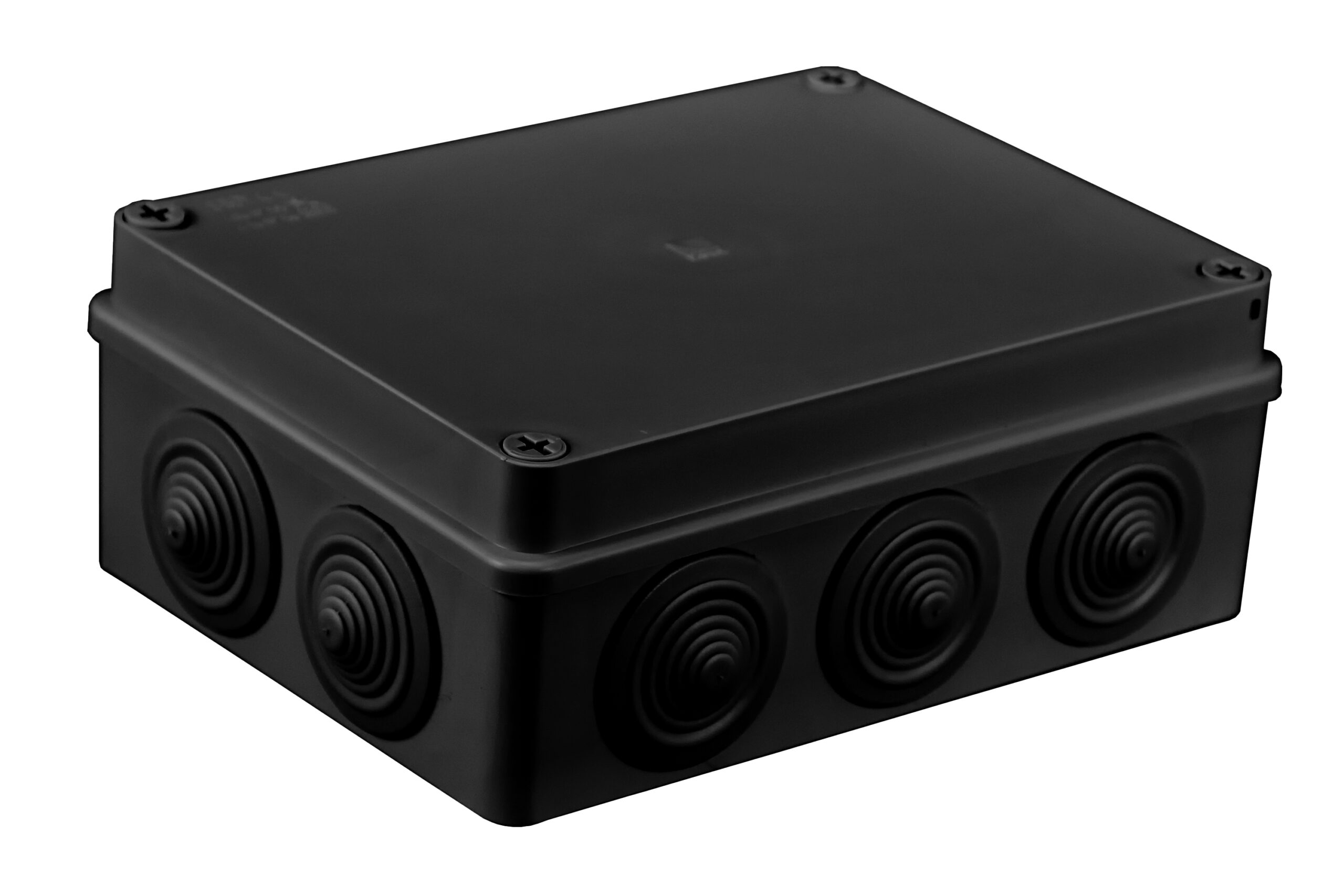 S-BOX406C Hermetinė instaliacinė dėžutė virštinkinė 190x140x70mm IP65, juoda, UV atspari
