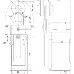 Alternative view of FLS 15M33 IP-66 NO+NC galinės padėties jungiklis