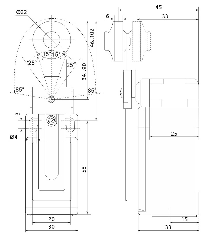 FLS 15M33 IP-66 NO+NC galinės padėties jungiklis - Image 2
