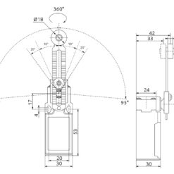 Alternative view of Galinės padėties jungiklis  FLS 15M33P IP-65 NO+NC plastikas