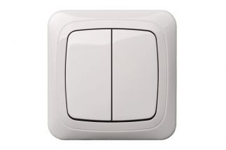 ALFAbt PJ510-012 2 klavišų jungiklis virštinkinis, baltos spalvos
