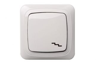 ALFAbt PP610-012 Paviršinis, 1 klavišo perjungiklis, baltos spalvos