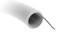 SPS32T/24.2 gofruotas PVC vamzdis su pratraukimo viela, pilkas (RKGLp32) (25m)